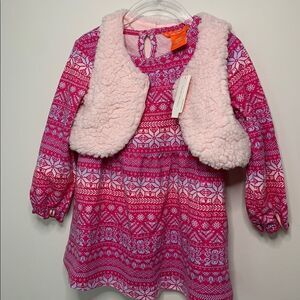 Joe Fresh Dress & Sherpa vest set